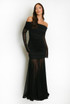 Mesh Hem Bardot Maxi Dress