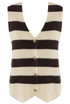 Stripes Knit Sleeveless Cardigan