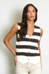 Stripes Knit Sleeveless Cardigan