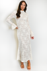 High Neck Lined Lace Maxi Dress