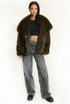 Oversized Lapel Faux Fur Jacket