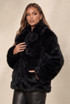 Oversized Lapel Faux Fur Jacket