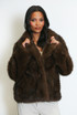 Natural Chunky Lapel Faux Fur Jacket 