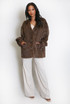 Faux Fur V-Neck Cable Look Coat