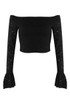 Floral Lace Bardot Top With Flare Cuff
