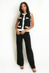 Ribbed Contrast Trim Waistcoat and Wide Leg Trousers Set