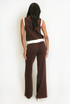 Ribbed Contrast Trim Waistcoat and Wide Leg Trousers Set