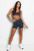 Crop Top And Shorts Gym Set With Contrast Piping