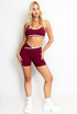  Crop Top And Shorts Gym Set With Contrast Piping