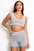  Crop Top And Shorts Gym Set With Contrast Piping