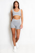  Crop Top And Shorts Gym Set With Contrast Piping