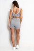  Crop Top And Shorts Gym Set With Contrast Piping