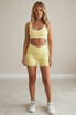  Crop Top And Shorts Gym Set With Contrast Piping