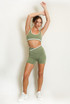  Crop Top And Shorts Gym Set With Contrast Piping
