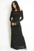 Wavy Embellished Bardot Maxi Dress