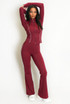 Contrast Lining Zipper Top and Flare Hem Trouser Set Contrast Lining Zipper Top and Flare Hem Trouser Set