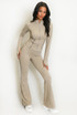 Contrast Lining Zipper Top and Flare Hem Trouser Set Contrast Lining Zipper Top and Flare Hem Trouser Set