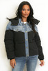Denim Detail Puffer Jacket  Denim Detail Puffer Jacket