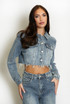 Vintage Denim Cropped Jacket And Wide Leg Jeans Set Vintage Denim Cropped Jacket And Wide Leg Jeans Set