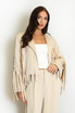 Faux Suede Tassel Hem Jacket 
