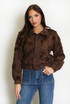 Floral Applique Faux Suede Jacket