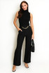 Chain Trim High Waist Wide Leg Trouser Chain Trim High Waist Wide Leg Trouser