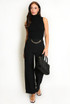 Chain Trim High Waist Wide Leg Trouser Chain Trim High Waist Wide Leg Trouser
