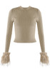 Fur Cuff Fine Knit Ribbed Jumper(PRE ORDER)