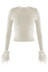 Fur Cuff Fine Knit Ribbed Jumper(PRE ORDER)
