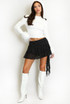 Fur Cuff Fine Knit Ribbed Jumper
