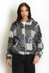 Grey Patchwork Bomber Jacket