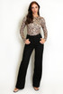 Faux Suede Straight Leg Trousers