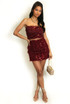 Faux Feather Sequin Bandeau and Skirt Set