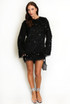 Faux Feather Sequin Shift Dress