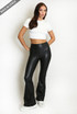 Black Wet Look Flare Trouser