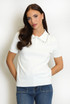 Fine Knit Polo Top With Embellished Collar