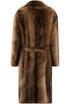 Vintage Look Faux Fur Belted Long Coat