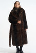 Vintage Look Faux Fur Belted Long Coat