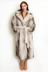 Vintage Look Faux Fur Belted Long Coat