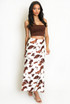 Cow Print Bias Midi Skirt
