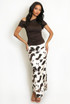 Cow Print Bias Midi Skirt