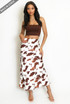 Cow Print Bias Midi Skirt