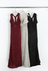 Sequin Plunge Halter Neck Maxi Dress