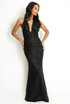 Sequin Plunge Halter Neck Maxi Dress