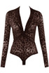Leopard Mesh Twist Front Bodysuit