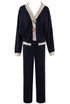 Lurex Contrast Cardigan And Trouser Set