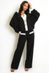 Lurex Contrast Cardigan And Trouser Set