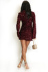 Fluted Sleeve Sequin Mini Dress