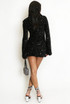 Fluted Sleeve Sequin Mini Dress