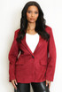 Faux Suede Single Button Blazer